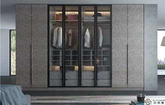 Modern furniture minimalist style Custom glass door wardrobe cabinet
