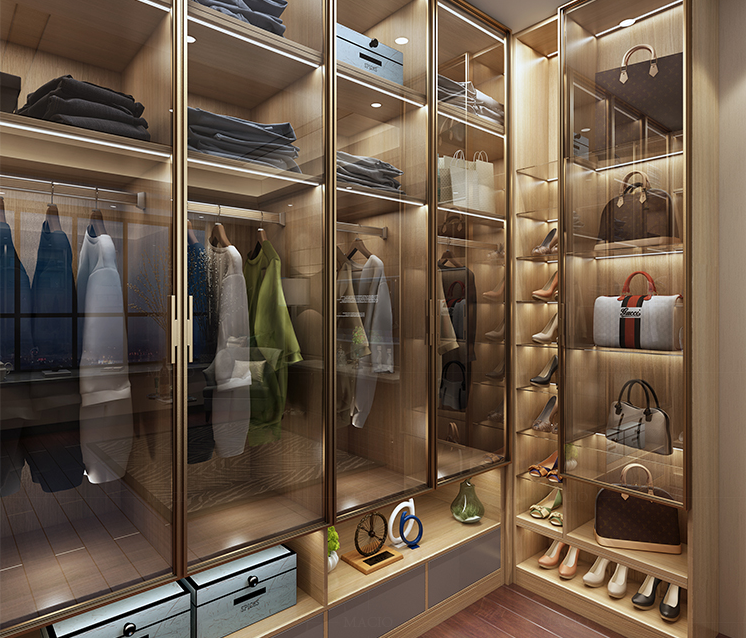 High-End Customization Foshan Furniture Modern Style Glass Door Wardrobe Cabinet