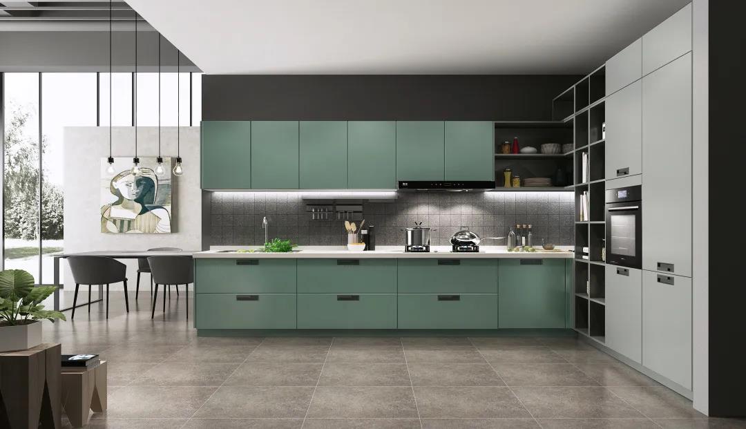 Modern, beautiful and fashionable  green kitchen cabinets