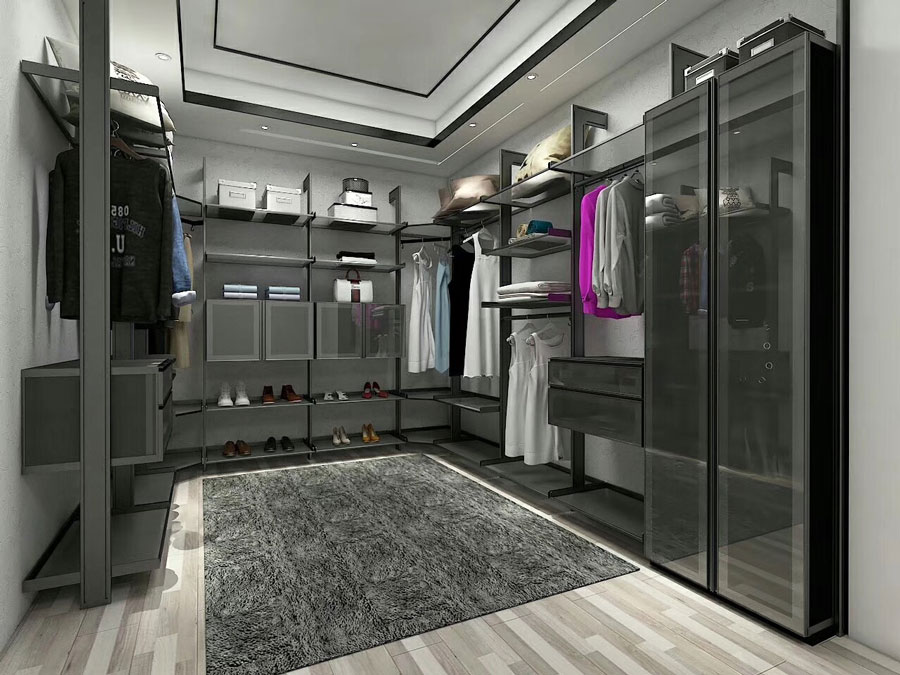 Aluminum open cloakroom, column wardrobe