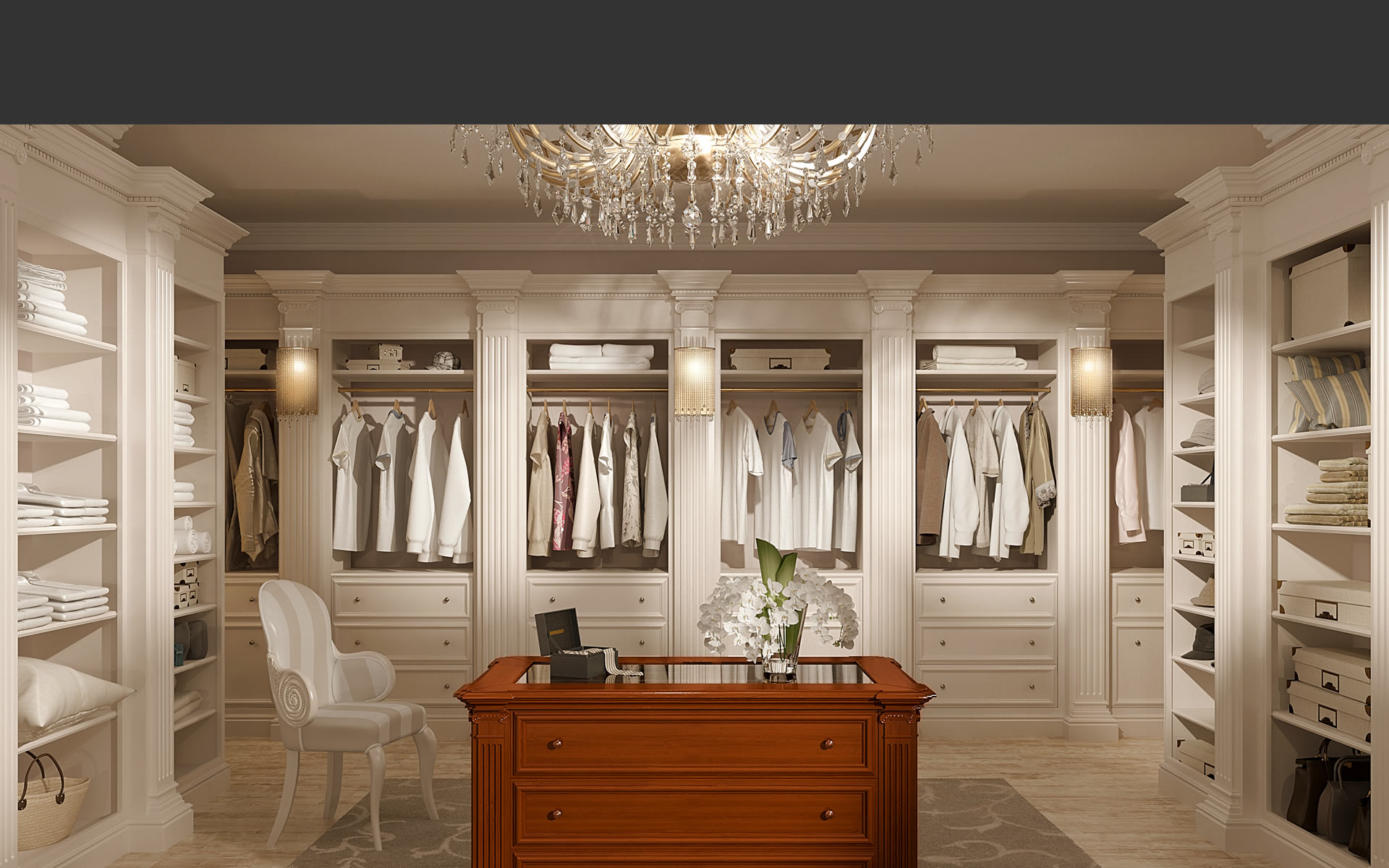 Classical solid European style luxury wardrobe