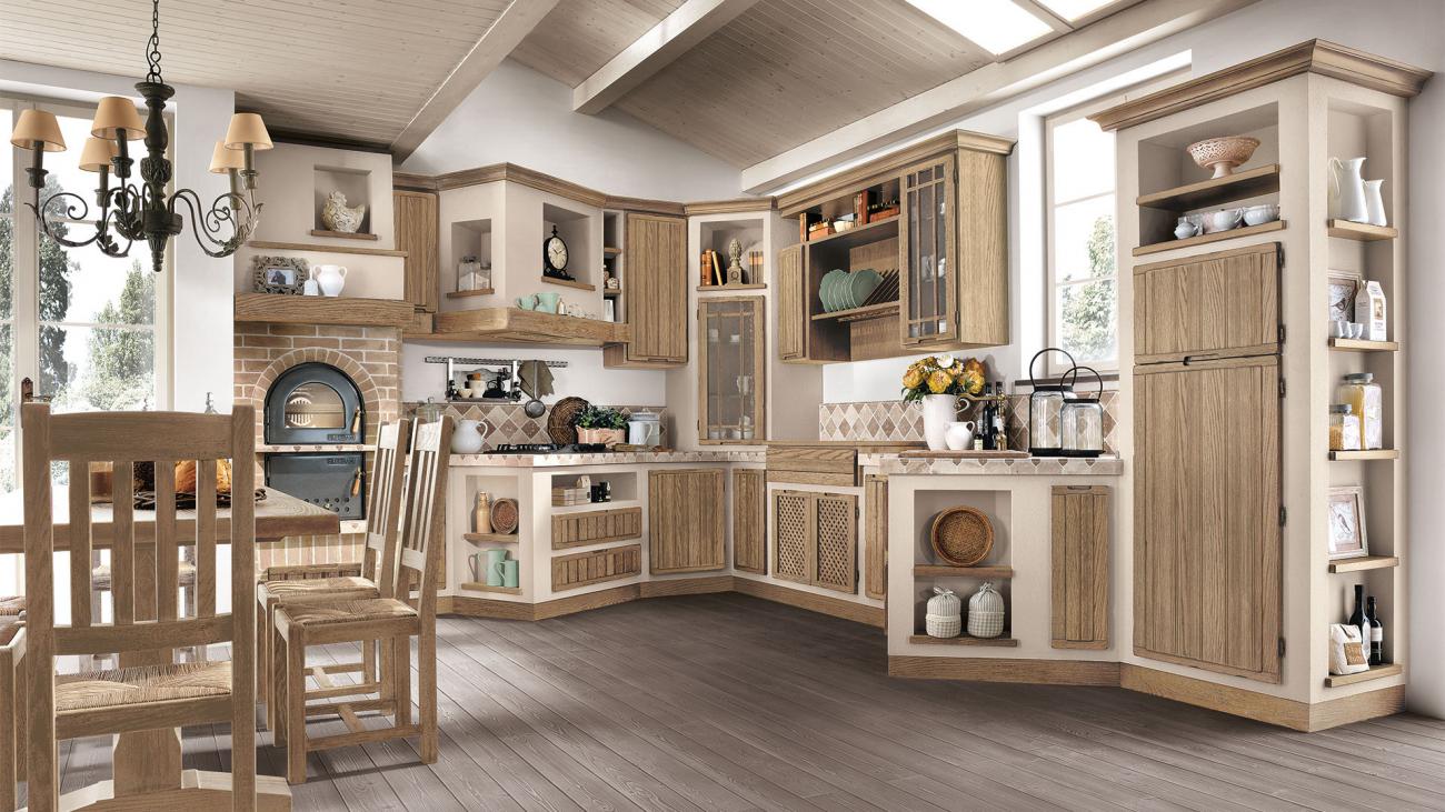 Simple and stylish solid wood back-shaped door kitchen  cabinet