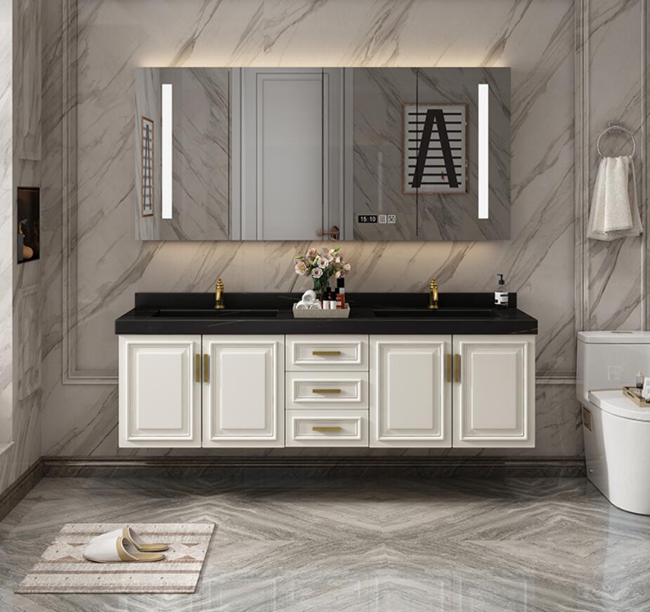 white solid wood bathroom