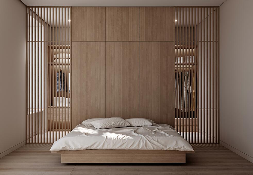 Bedroom tatami floor bed custom grille panel dado armario Modern Furniture