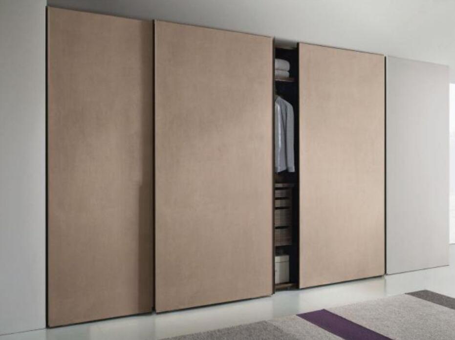 Leather hanging PU sliding door home bedroom armoire 3d printed wardrobe