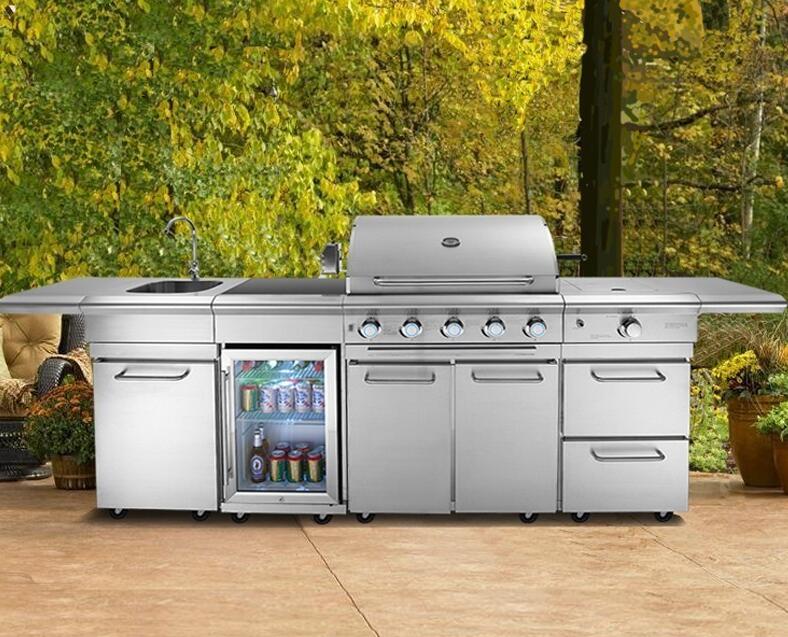 Villa BBQ kitchen cabinet 304 stainless steel thickened domestic gas out door kitchen