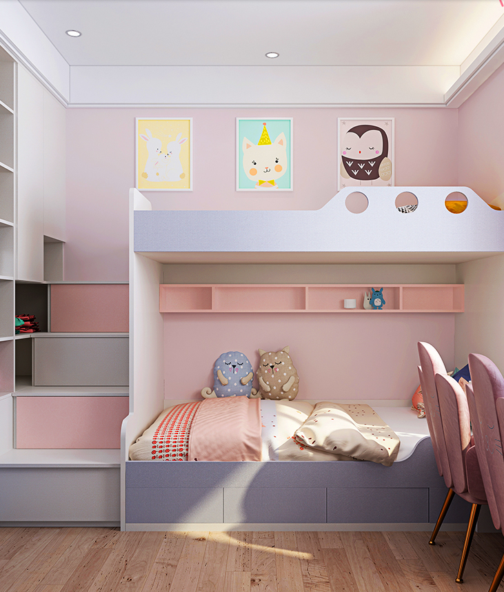 New Customized Children′s Room Personalized Up and Down Bed two in one wardrobe