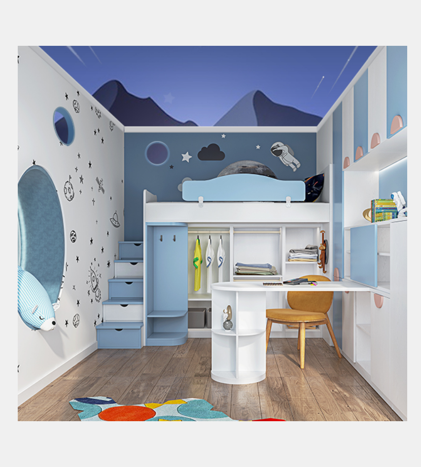   Boy′s bedroom customized wardrobe desk combination cabinet bed set with wardrobe