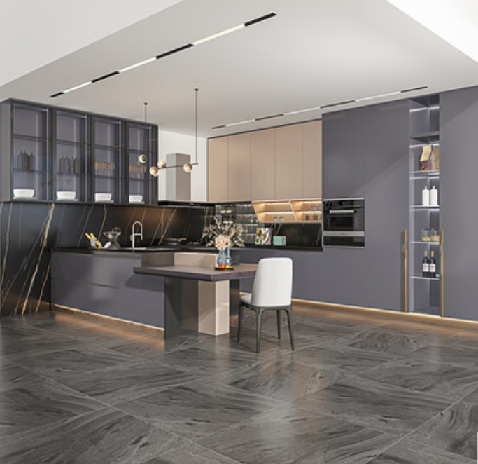 L-shaped cabinet storage cabinet in membrane kitchen furniture