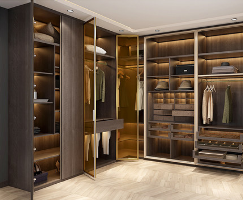 interior doors solid core primed Customized Mediterranean style bedroom wooden panel walk in wardrobe closet