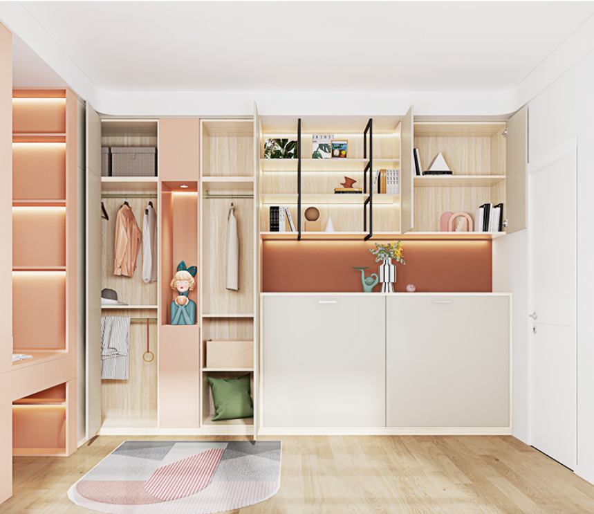 printed white wardrobe Customized cabinet 