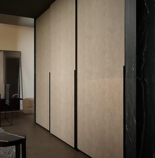 Leather hanging PU sliding door home bedroom armoire 3d printed wardrobe - copy