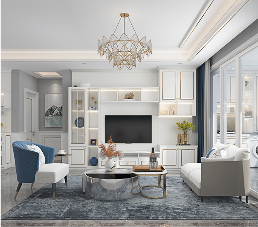 Customized Modern  designer TV stand integrated living room TV cabinet white wall mounted tv unit