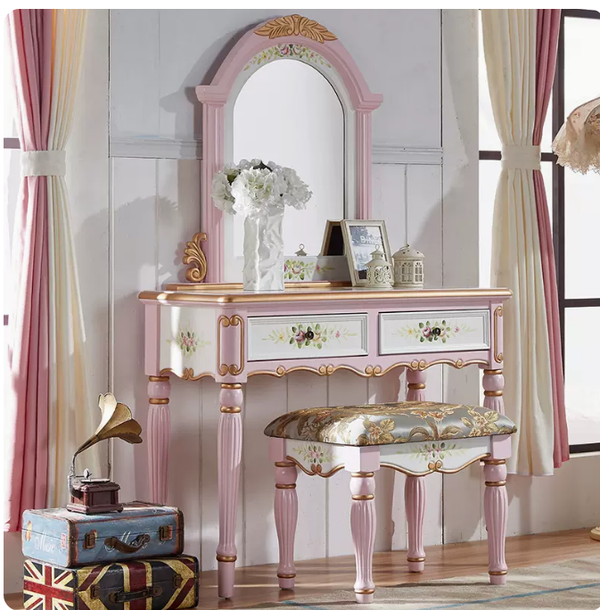 fashion Design Bedroom Furniture Floor Standing Vanity Unit with Worktop TV Cabinet with Dressing Table