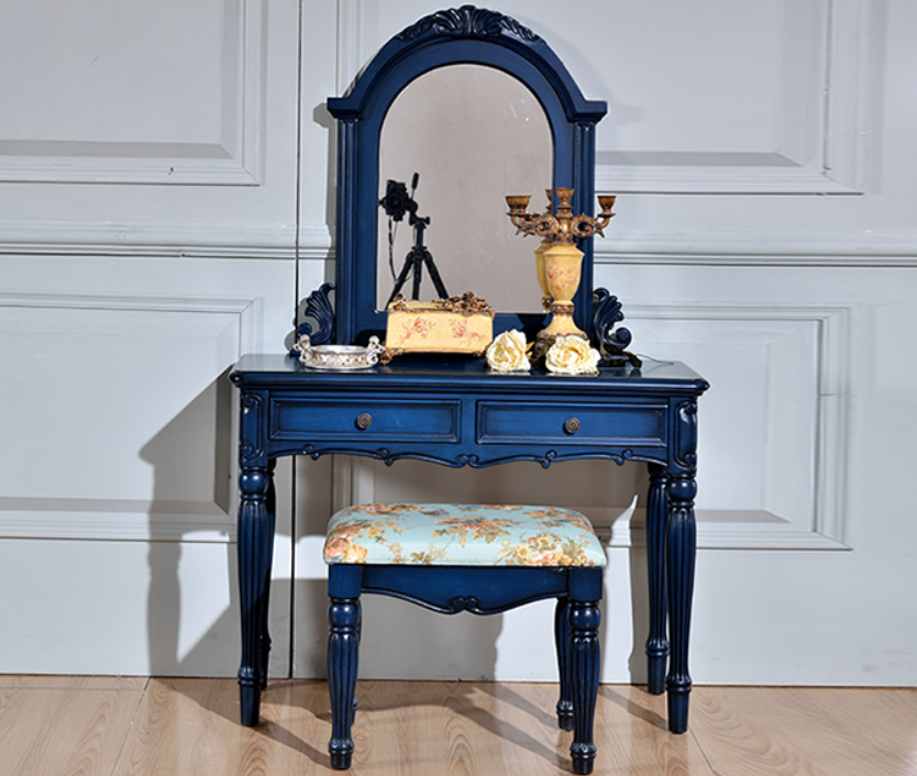 fashion high-end Design Bedroom Furniture Floor Standing Vanity Unit with Worktop TV Cabinet with Dressing Table 