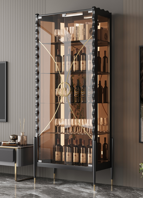 New luxury glass show cabinet  display cabinet, manual storage cabinet 