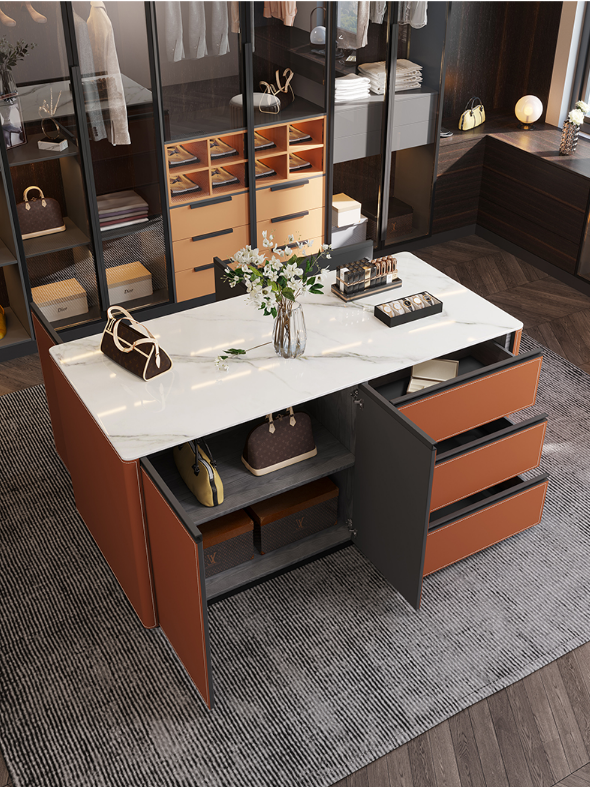 Walk in wardrobe modern island cabinet customized digital printed wardrobe new designs