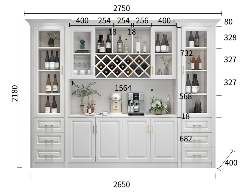New  style wine cabinet display dry kitchen living room can be customized commercial kitchen equipment china