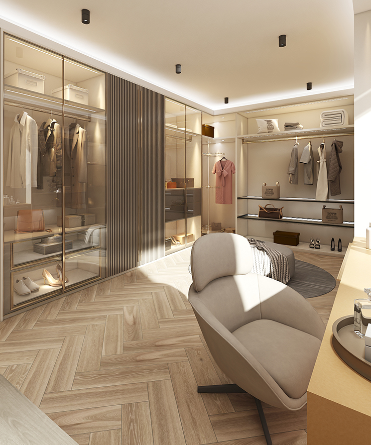  Furniture Customized aluminum frame glass door wardrobe solid wood bedroom Walk-in closet
