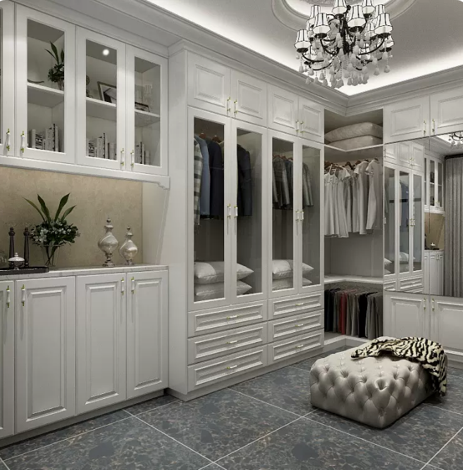 Modern  printing wardrobe Customized simple European style solid wood walk-in closet