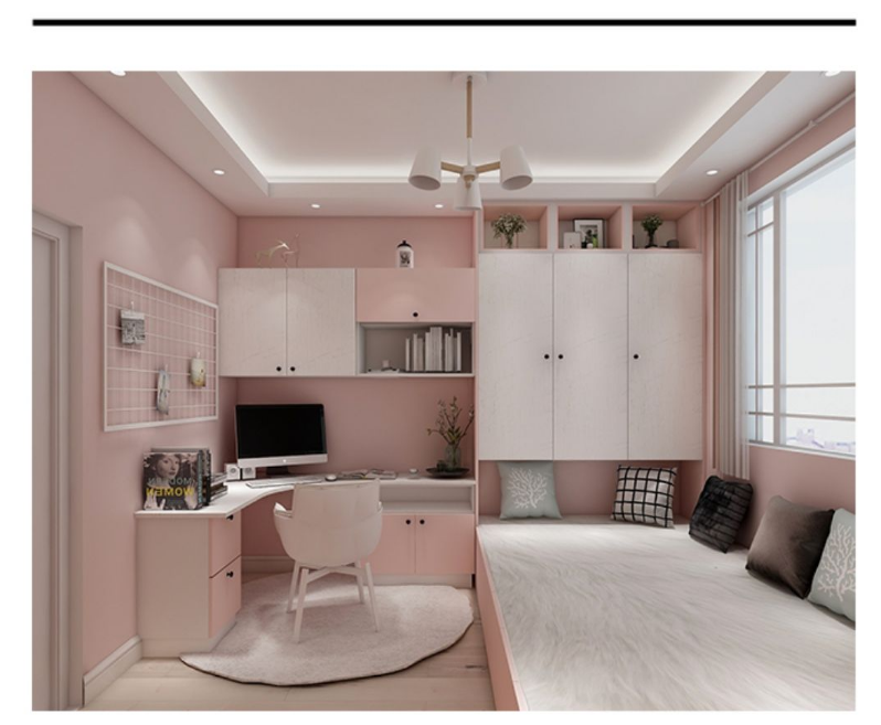 Modern  baby girl wardrobe Pink girls′ room Modern tatami wardrobe Children′s room design