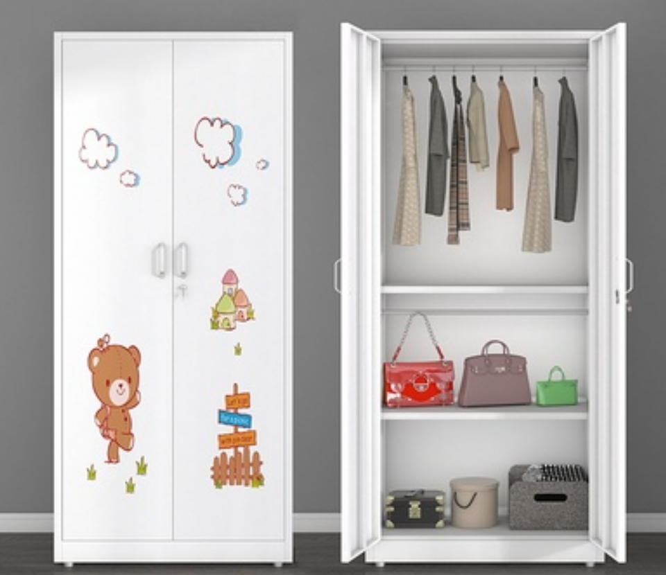 Modern  new born baby wardrobes sliding door children′s room printing paint wardrobe