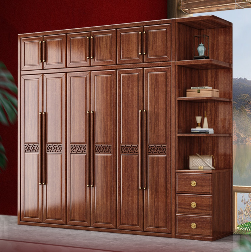 Modern  indonesian wardrobe Solid wood sliding door wardrobe in adult bedroom