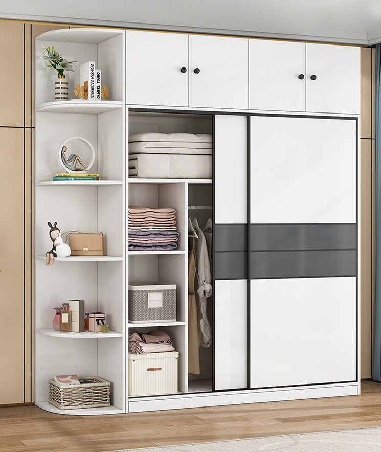 single  sliding door wardrobe Bedroom 2023 free installation lazy wardrobe