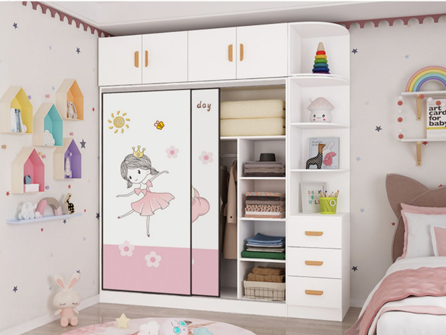 Children's furniture wardrobe two door steel  Bedroom Storage cabinet with hanger