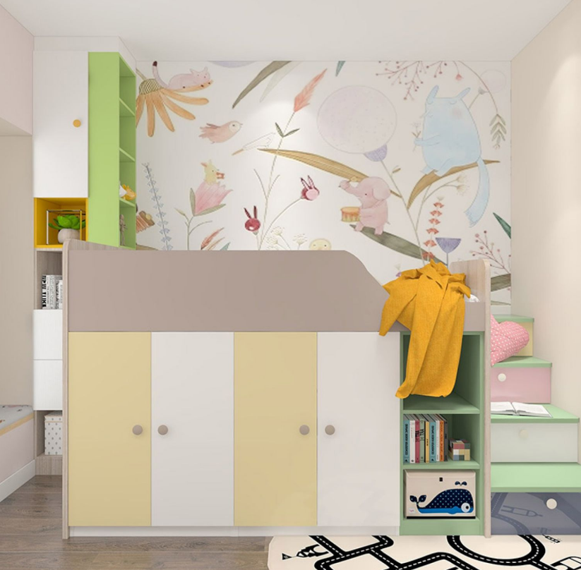 wardrobe customization of children's room  clothes organizer wardrobe with bed