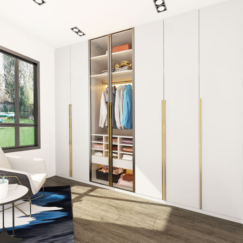 aluminium wardrobe with glass overall wardrobe customized cloakroom bedroom Nordic chipboard customized from door to top wardrobe