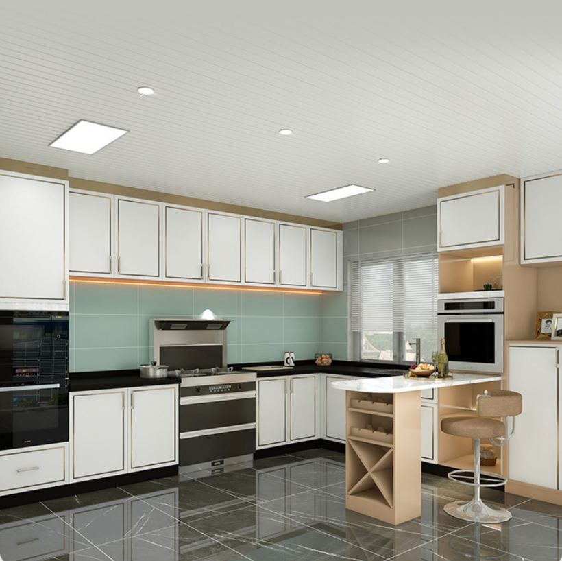 soft close kitchen cabinet door hydraulic hinge  Nordic quartz stone table open customized solid wood cabinet room