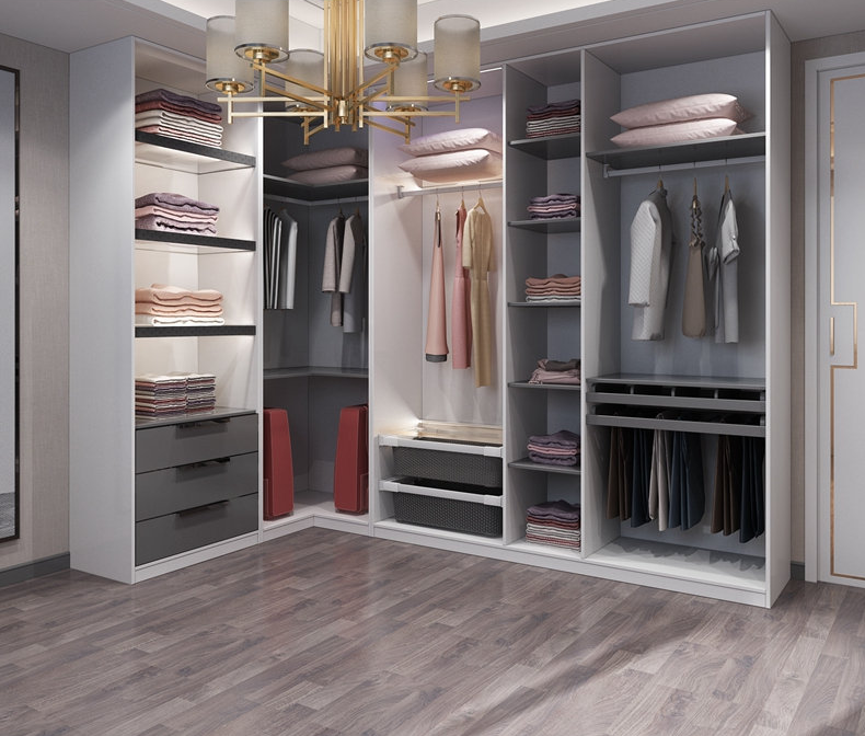 prima wardrobe furniture Custom wardrobe Open cloakroom Bedroom cabinet E0 board Corner wardrobe